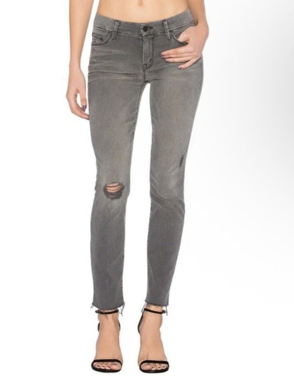 MOTHER Looker Ankle Fray Skinny Jeans Last Chance Saloon (Gray) size 24
